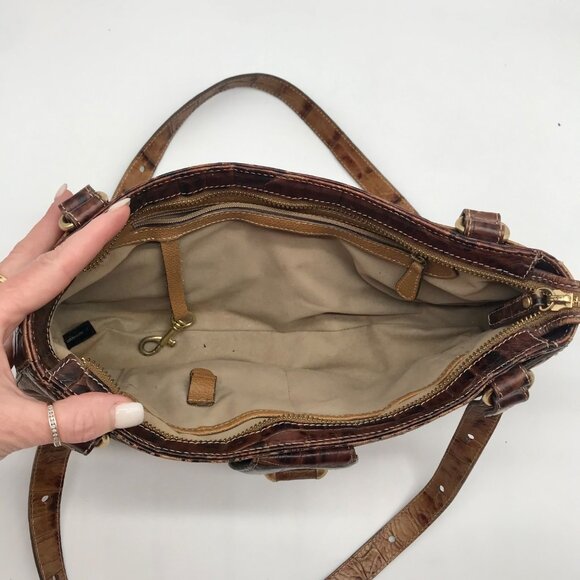 Brahmin Brown Crocodile Embossed Leather 25th Anniversary Edition Shoulder Bag - Picture 10 of 11